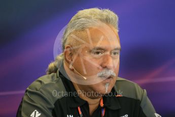 World © Octane Photographic Ltd. FIA Team Personnel Press Conference. Friday 23rd October 2015, F1 USA Grand Prix, Austin, Texas - Circuit of the Americas (COTA). Sahara Force India Team Principal – Vijay Mallya. Digital Ref: 1462LB1D9700
