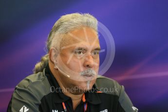 World © Octane Photographic Ltd. FIA Team Personnel Press Conference. Friday 23rd October 2015, F1 USA Grand Prix, Austin, Texas - Circuit of the Americas (COTA). Sahara Force India Team Principal – Vijay Mallya. Digital Ref: 1462LB1D9705