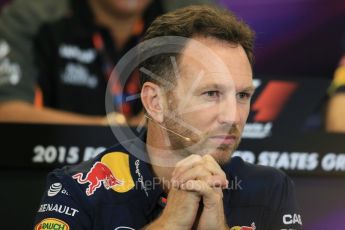 World © Octane Photographic Ltd. FIA Team Personnel Press Conference. Friday 23rd October 2015, F1 USA Grand Prix, Austin, Texas - Circuit of the Americas (COTA). Infiniti Red Bull Racing Team Principal – Christian Horner. Digital Ref: 1462LB1D9758