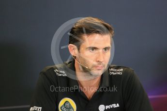 World © Octane Photographic Ltd. FIA Team Personnel Press Conference. Friday 23rd October 2015, F1 USA Grand Prix, Austin, Texas - Circuit of the Americas (COTA). Lotus F1 Team CEO – Matthew Carter. Digital Ref: 1462LB1D9779