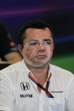 World © Octane Photographic Ltd. FIA Team Personnel Press Conference. Friday 23rd October 2015, F1 USA Grand Prix, Austin, Texas - Circuit of the Americas (COTA). McLaren Honda Racing Director – Eric Boullier Digital Ref: 1462LB1D9785