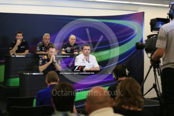World © Octane Photographic Ltd. FIA Team Personnel Press Conference. Friday 23rd October 2015, F1 USA Grand Prix, Austin, Texas - Circuit of the Americas (COTA). McLaren Honda Racing Director – Eric Boullier, Lotus F1 Team CEO – Matthew Carter, Infiniti Red Bull Racing Team Principal – Christian Horner, Sahara Force India Team Principal – Vijay Mallya, Scuderia Toro Rosso – Franz Tost. Digital Ref: 1462LB5D3042