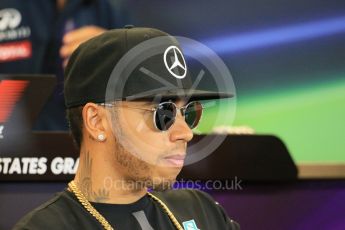 World © Octane Photographic Ltd. FIA Drivers’ Press Conference. Thursday 22nd October 2015, F1 USA Grand Prix, Austin, Texas - Circuit of the Americas (COTA). Mercedes AMG Petronas – Lewis Hamilton. Digital Ref: 1458LB1D7638
