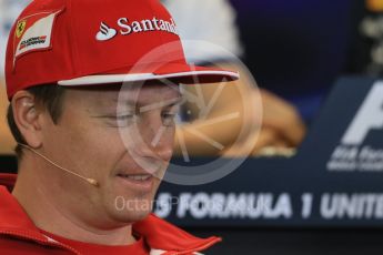 World © Octane Photographic Ltd. FIA Drivers’ Press Conference. Thursday 22nd October 2015, F1 USA Grand Prix, Austin, Texas - Circuit of the Americas (COTA). Scuderia Ferrari – Kimi Raikkonen. Digital Ref: 1458LB1D7640