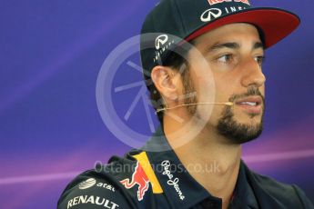 World © Octane Photographic Ltd. FIA Drivers’ Press Conference. Thursday 22nd October 2015, F1 USA Grand Prix, Austin, Texas - Circuit of the Americas (COTA). Infiniti Red Bull Racing – Daniel Ricciardo. Digital Ref: 1458LB1D7651