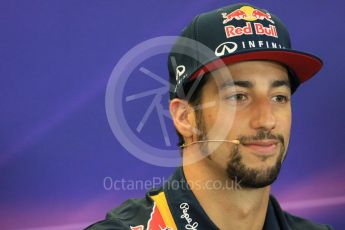 World © Octane Photographic Ltd. FIA Drivers’ Press Conference. Thursday 22nd October 2015, F1 USA Grand Prix, Austin, Texas - Circuit of the Americas (COTA). Infiniti Red Bull Racing – Daniel Ricciardo. Digital Ref: 1458LB1D7676