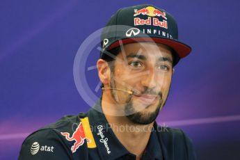 World © Octane Photographic Ltd. FIA Drivers’ Press Conference. Thursday 22nd October 2015, F1 USA Grand Prix, Austin, Texas - Circuit of the Americas (COTA). Infiniti Red Bull Racing – Daniel Ricciardo. Digital Ref: 1458LB1D7700