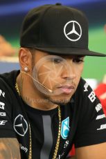 World © Octane Photographic Ltd. FIA Drivers’ Press Conference. Thursday 22nd October 2015, F1 USA Grand Prix, Austin, Texas - Circuit of the Americas (COTA). Mercedes AMG Petronas – Lewis Hamilton. Digital Ref: 1458LB1D7712