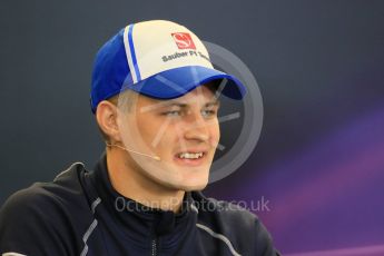 World © Octane Photographic Ltd. FIA Drivers’ Press Conference. Thursday 22nd October 2015, F1 USA Grand Prix, Austin, Texas - Circuit of the Americas (COTA). Sauber F1 Team – Marcus Ericsson. Digital Ref: 1458LB1D7793