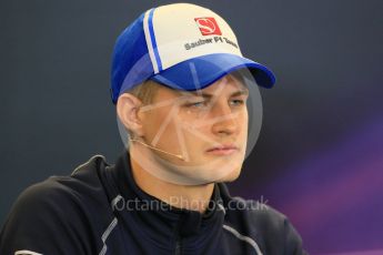 World © Octane Photographic Ltd. FIA Drivers’ Press Conference. Thursday 22nd October 2015, F1 USA Grand Prix, Austin, Texas - Circuit of the Americas (COTA). Sauber F1 Team – Marcus Ericsson. Digital Ref: 1458LB1D7804