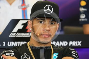 World © Octane Photographic Ltd. FIA Drivers’ Press Conference. Thursday 22nd October 2015, F1 USA Grand Prix, Austin, Texas - Circuit of the Americas (COTA). Mercedes AMG Petronas – Lewis Hamilton. Digital Ref: 1458LB1D7855
