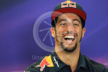 World © Octane Photographic Ltd. FIA Drivers’ Press Conference. Thursday 22nd October 2015, F1 USA Grand Prix, Austin, Texas - Circuit of the Americas (COTA). Infiniti Red Bull Racing – Daniel Ricciardo. Digital Ref: 1458LB1D7885