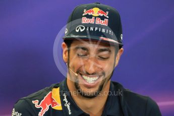 World © Octane Photographic Ltd. FIA Drivers’ Press Conference. Thursday 22nd October 2015, F1 USA Grand Prix, Austin, Texas - Circuit of the Americas (COTA). Infiniti Red Bull Racing – Daniel Ricciardo. Digital Ref: 1458LB1D7887