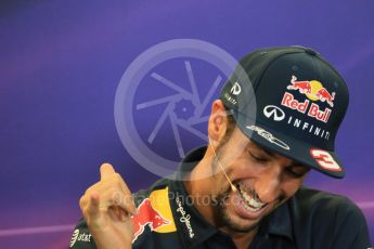 World © Octane Photographic Ltd. FIA Drivers’ Press Conference. Thursday 22nd October 2015, F1 USA Grand Prix, Austin, Texas - Circuit of the Americas (COTA). Infiniti Red Bull Racing – Daniel Ricciardo. Digital Ref: 1458LB1D7889