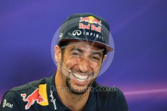 World © Octane Photographic Ltd. FIA Drivers’ Press Conference. Thursday 22nd October 2015, F1 USA Grand Prix, Austin, Texas - Circuit of the Americas (COTA). Infiniti Red Bull Racing – Daniel Ricciardo. Digital Ref: 1458LB1D7893