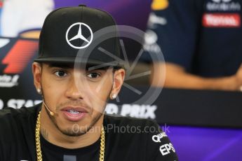 World © Octane Photographic Ltd. FIA Drivers’ Press Conference. Thursday 22nd October 2015, F1 USA Grand Prix, Austin, Texas - Circuit of the Americas (COTA). Mercedes AMG Petronas – Lewis Hamilton. Digital Ref: 1458LB1D7937