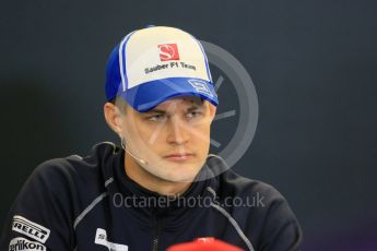 World © Octane Photographic Ltd. FIA Drivers’ Press Conference. Thursday 22nd October 2015, F1 USA Grand Prix, Austin, Texas - Circuit of the Americas (COTA). Sauber F1 Team – Marcus Ericsson. Digital Ref: 1458LB1D7960