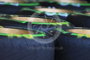 World © Octane Photographic Ltd. Lotus F1 Team E23 Hybrid - Tyres. Wednesday 21st October 2015, F1 USA Grand Prix Set Up, Austin, Texas - Circuit of the Americas (COTA). Digital Ref: 1457LB1D8410