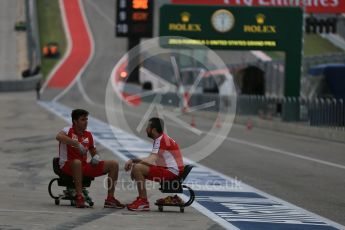World © Octane Photographic Ltd. Scuderia Ferrari crew members marking up pit box. Wednesday 21st October 2015, F1 USA Grand Prix Set Up, Austin, Texas - Circuit of the Americas (COTA). Digital Ref: 1457LB5D2678