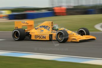 World © Octane Photographic Ltd. Saturday 2nd May 2015. Donington Historic Festival - Historic F1 Car demonstration laps. 1989 Lotus 101/3 - Steve Griffiths. (Ex-Satoru Nakajima). Digital Ref : 1240CB1L5708