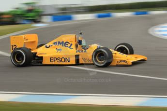 World © Octane Photographic Ltd. Saturday 2nd May 2015. Donington Historic Festival - Historic F1 Car demonstration laps. 1989 Lotus 101/3 - Steve Griffiths. (Ex-Satoru Nakajima). Digital Ref : 1240CB1L5738