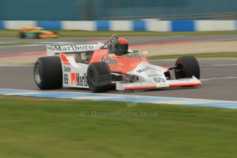 World © Octane Photographic Ltd. Saturday 2nd May 2015. Donington Historic Festival - Historic F1 Car demonstration laps. 1980 McLaren M29 (Ex John Watson and Alain Prost). Digital Ref : 1240CB1L5744