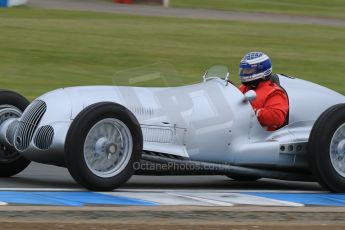 World © Octane Photographic Ltd. Saturday 2nd May 2015. Donington Historic Festival - Historic F1 Car demonstration laps. Replica Mercedes W125 (1937) – Kevin Wheatcroft. Digital Ref : 1240LB7D0996