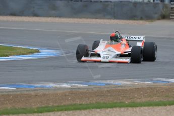 World © Octane Photographic Ltd. Saturday 2nd May 2015. Donington Historic Festival - Historic F1 Car demonstration laps. 1980 McLaren M29 (Ex John Watson and Alain Prost). Digital Ref : 1240LB7D1052