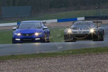 World © Octane Photographic Ltd. Friday 13th February 2015, General un-silenced test day – Donington Park, Eurotech Racing BTCC Honda Civic - Jeff Smith and Staffordshire University – National Motorsport Academy – Lotus Evora. Digital Ref :