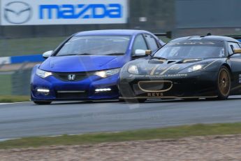 World © Octane Photographic Ltd. Friday 13th February 2015, General un-silenced test day – Donington Park, Eurotech Racing BTCC Honda Civic - Jeff Smith and Staffordshire University – National Motorsport Academy – Lotus Evora. Digital Ref :