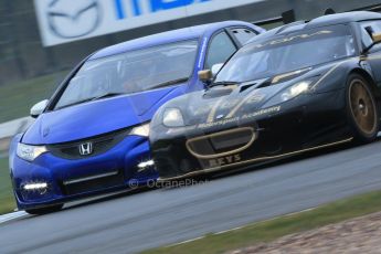 World © Octane Photographic Ltd. Friday 13th February 2015, General un-silenced test day – Donington Park, Eurotech Racing BTCC Honda Civic - Jeff Smith and Staffordshire University – National Motorsport Academy – Lotus Evora. Digital Ref :