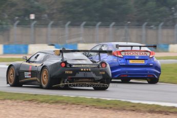 World © Octane Photographic Ltd. Friday 13th February 2015, General un-silenced test day – Donington Park, Eurotech Racing BTCC Honda Civic - Jeff Smith and Staffordshire University – National Motorsport Academy – Lotus Evora. Digital Ref :