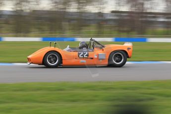 World © Octane Photographic Ltd. Wednesday 4th March 2015, General un-silenced test day – Donington Park, McLaren M6 - Carlos Incenti - Masters Historic Sportscar Championship. Digital Ref : 1196CB1L4954