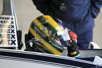 World © Octane Photographic Ltd. Wednesday 4th March 2015, General un-silenced test day – Donington Park, FIA Historic F1 Championship - James Hanson, Ex Nelson Piquet Brabham BT52. Digital Ref : 1196CB1L5500