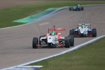 World © Octane Photographic Ltd. DUO BRDC Formula 4 Testing, Rockingham, UK, Tuesday 14th April 2015. MSV F4-013. Lanan Racing, Jack Bartholomew and Mark Godwin Racing (MGR), Hernan Fallas. Digital Ref : 1228LB1D0033