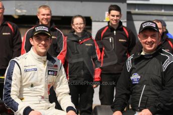 World © Octane Photographic Ltd. Saturday 25th April 2015, MSVR F3 Cup Race 1 parc ferme. Donington Park. Chris Dittmann Racing (CDR) – Kieran Vernon – Dallara F307 Mercedes HWA. Digital Ref: 1235CB7B1894