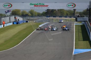 World © Octane Photographic Ltd. Saturday 25th April 2015, MSVR F3 Cup Race 1. Donington Park. Chris Dittmann Racing (CDR) – Kieran Vernon – Dallara F307 Mercedes HWA has a poor get a way from the line. Digital Ref: 1235LB1D4152