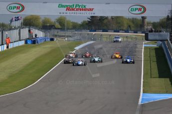 World © Octane Photographic Ltd. Saturday 25th April 2015, MSVR F3 Cup Race 1. Donington Park. Chris Dittmann Racing (CDR) – Kieran Vernon – Dallara F307 Mercedes HWA has a poor get a way from the line. Digital Ref: 1235LB1D4158