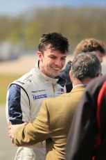 World © Octane Photographic Ltd. Saturday 25th April 2015, MSVR F3 Cup Race 1 parc ferme. Donington Park. Chris Dittmann Racing (CDR) – Kieran Vernon – Dallara F307 Mercedes HWA. Digital Ref: 1235LW1L4672