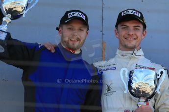 World © Octane Photographic Ltd. Sunday 26th April 2015, MSVR F3 Cup Race 3. Donington Park. Chris Dittmann Racing (CDR) – Kieran Vernon – Dallara F307 Mercedes HWA and Grays Motorsport – Aaron Steele – Dallara F307 Mugen Honda. Digital Ref: 1237LB1D4881