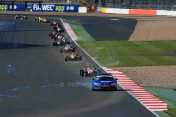 World © Octane Photographic Ltd. FIA European F3 Championship, Silverstone Race 1, UK, Saturday 11th April 2015. Prema Powerteam – Felix Rosenqvist, Dallara F312 – Mercedes-Benz leads the pack behind the safety car. Digital Ref : 1222LB1D7720