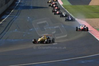 World © Octane Photographic Ltd. FIA European F3 Championship, Silverstone Race 1, UK, Saturday 11th April 2015. Jagonya Ayam with Carlin – Antonia Giovinazzi, Dallara F312 – Volkswagen and Prema Powerteam – Jake Dennis, Dallara F312 – Mercedes-Benz. . Digital Ref : 1222LB1D7729