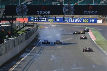 World © Octane Photographic Ltd. FIA European F3 Championship, Silverstone Race 1, UK, Saturday 11th April 2015. Motopark – Marcus Pommer, Dallara F312 – Volkswagen and Prema Powerteam – Lance Stroll, Dallara F312 – Mercedes-Benz wheel to wheel off the racing line. Digital Ref : 1222LB1D7836