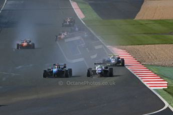 World © Octane Photographic Ltd. FIA European F3 Championship, Silverstone Race 1, UK, Saturday 11th April 2015. Team West-Tec F3 – Fabian Schiller, Dallara F312 – Mercedes-Benz, Van Amersfoort Racing – Alessio Lorandi, Dallara F312 – Volkswagen and Motopark – Sergio Sette Camara, Dallara F312 – Volkswagen. Digital Ref : 1222LB1D7869