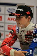 World © Octane Photographic Ltd. FIA European F3 Championship, Silverstone Race 1 Conference, UK, Saturday 11th April 2015. Prema Powerteam – Jake Dennis, Dallara F312 – Mercedes-Benz. Digital Ref : 1222LB1D7912