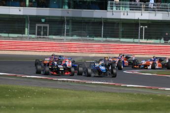 World © Octane Photographic Ltd. FIA European F3 Championship, Silverstone Race 2, UK, Saturday 11th April 2015. Signature – Alexander Albon, Dallara F312 – Volkswagen, Team West-Tec F3 – Fabian Schiller, Dallara F312 – Mercedes-Benz and Fortec Motorsports – Pietro Fittipaldi, Dallara F312 – Mercedes-Benz. Digital Ref : 1223LB1D8057