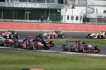World © Octane Photographic Ltd. FIA European F3 Championship, Silverstone Race 2, UK, Saturday 11th April 2015. kfzteile24 Mucke Motorsport – Santino Ferrucci and Maximilian Gunther, , Dallara F312 – Mercedes-Benz and Signature – Dorian Boccolacci, Dallara F312 – Volkswagen. Digital Ref : 1223LB1D8074