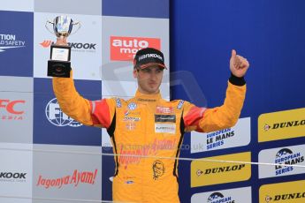 World © Octane Photographic Ltd. FIA European F3 Championship, Silverstone Race 2 overall podium, UK, Saturday 11th April 2015. Jagonya Ayam with Carlin – Antonia Giovinazzi, Dallara F312 – Volkswagen. Digital Ref : 1223LW1L0654