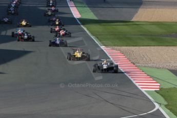 World © Octane Photographic Ltd. FIA European F3 Championship, Silverstone Race 3, UK, Sunday 12th April 2015. Van Amersfoort Racing – Charles Leclerc, Dallara F312 – Volkswagen leads away on the green flag lap. Digital Ref : 1224LB1D8262