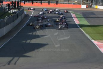 World © Octane Photographic Ltd. FIA European F3 Championship, Silverstone Race 3, UK, Sunday 12th April 2015. The grid forms up for the green flag lap. Digital Ref : 1224LB1D8274